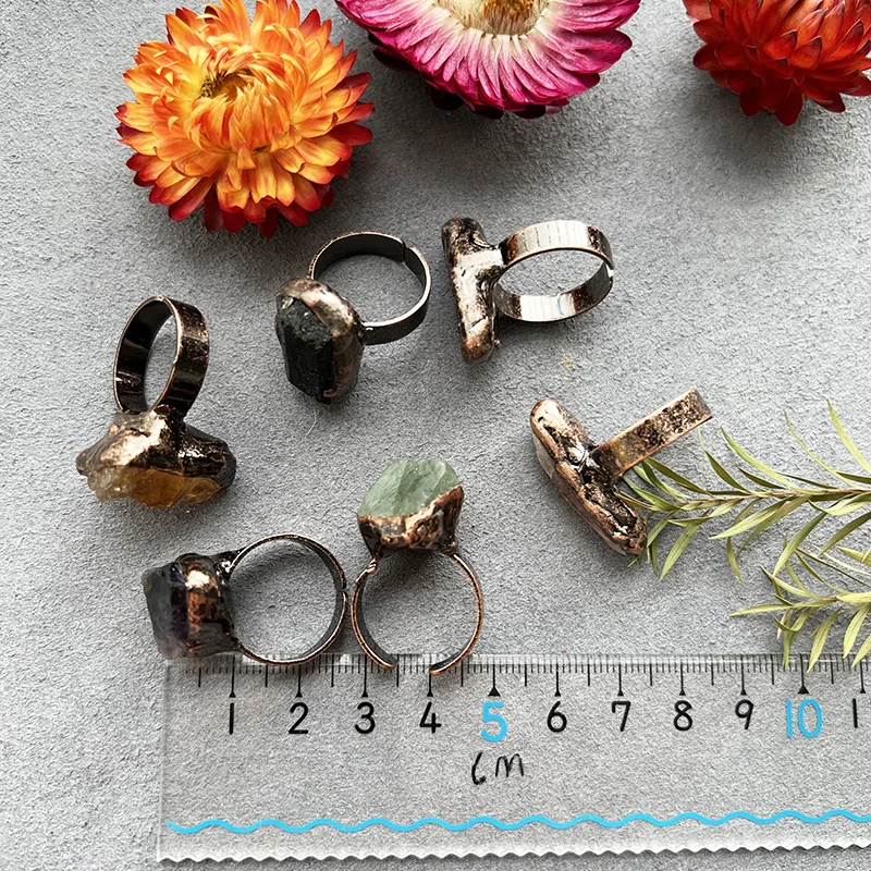 Raw Natural Crystal Rings, Green Fluorite Ring, February Stone Jewelry, Crystal Druzy Jewelry, Citrine Ring, Bridesmaid Jewelry