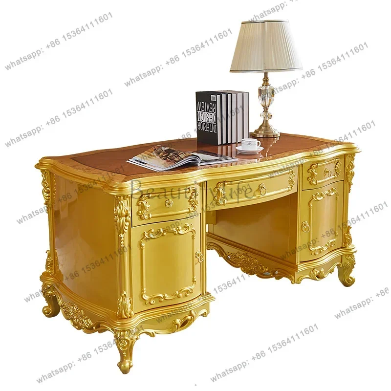 

yj7 FGEuropean solid wood desk luxury study home high-end office boss table