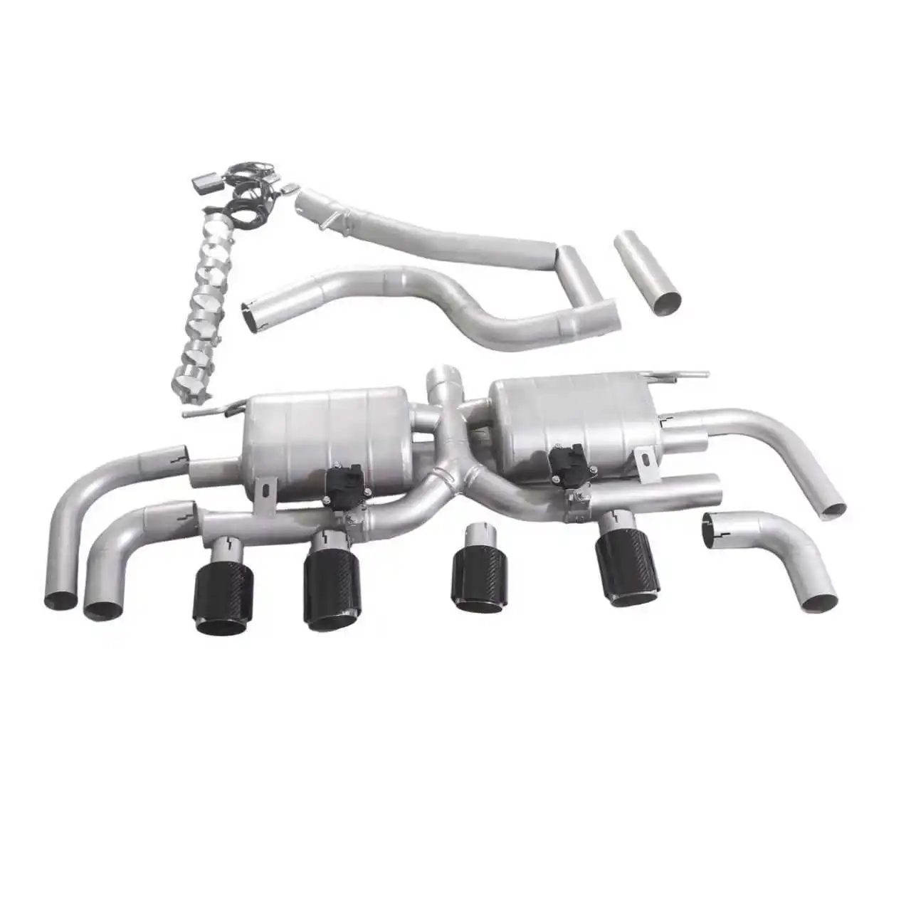 GFC exhaust / 2019 Volkswagen Tiguan 2.0T 4WD Catback stainless steel performance valve exhaust pipe with four pointed outlets