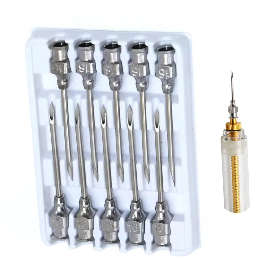 10pcs Stainless Steel Syringe Needle Veterinary Syringe Accessories Injection Vaccination Vet Tools Farm Animal Supplies