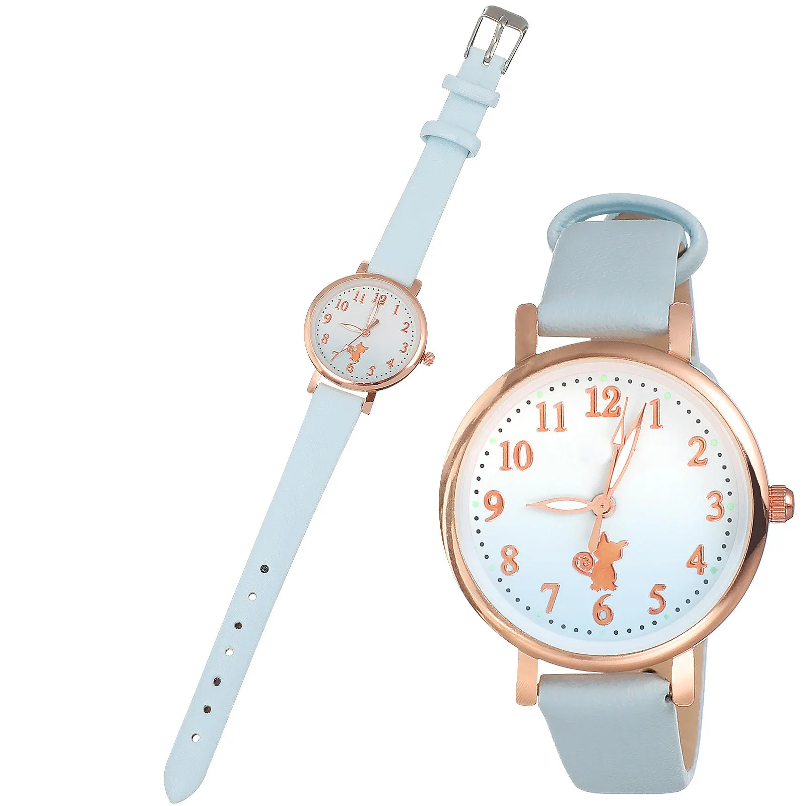 

Luminous Girls Watch Lovely Cat Ear Design Adjustable Strap Easy to Read Dial Casual Wrist Watch for Kids Glow Quartz Children