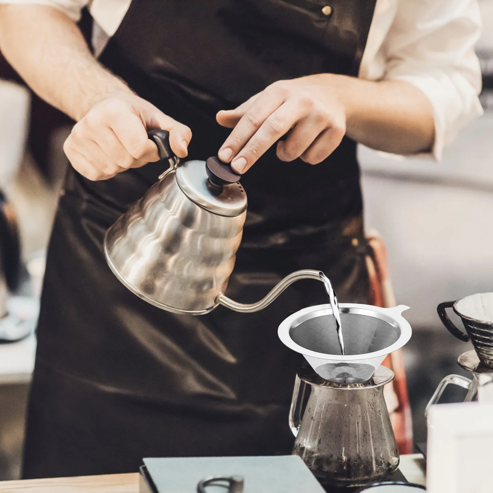 

Reusable Stainless Steel Coffee Filter Double Mesh Coffee Dripper for Manual Brewing Fine Filtering Function Portable