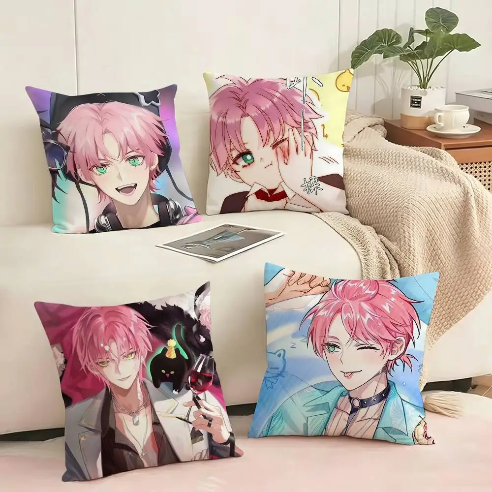 Pink Tamon Kun Anime   Square Double-Sided printed Pillow Case Bedroom Bedside Pillow Sofa Cushion Cover Gift