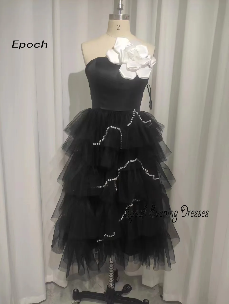 Vestido feminino sem alças, elegante vestido pérola, flor 3D, baile de formatura, sereia, 15 quinceera