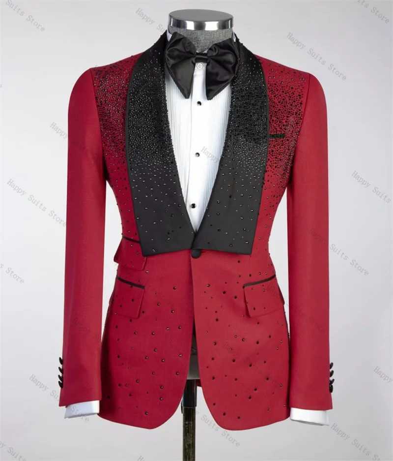 

Light Blue Men Suit Set 2 Piece Blazer+Pants Gold Crystals Luxury Wedding Tuxedo Formal Office Business Customized Jacket