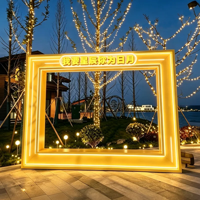Custom Glow Photo Booth Backdrop Modern Wedding Arch Frame Illuminated Floral Signboard Commercial Exhibition Mall Decor Prop