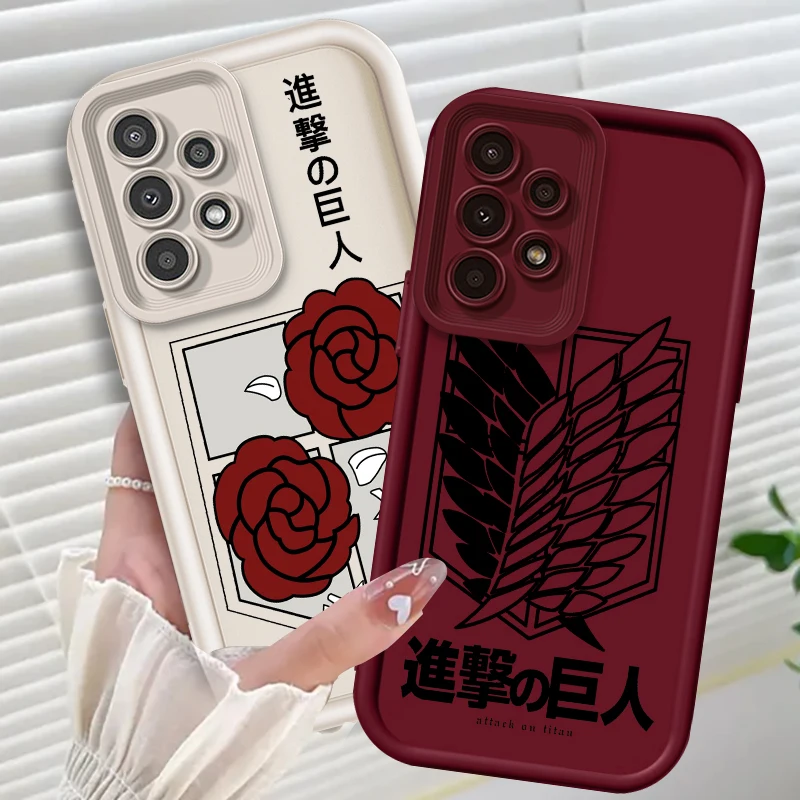 

Attack On Titan LOGO For Samsung A73 A71 A54 A53 A52 A51 A33 A32 A21S A14 A13 A12 A25 A04 A05 5G Eye Ladder TPU Phone Case