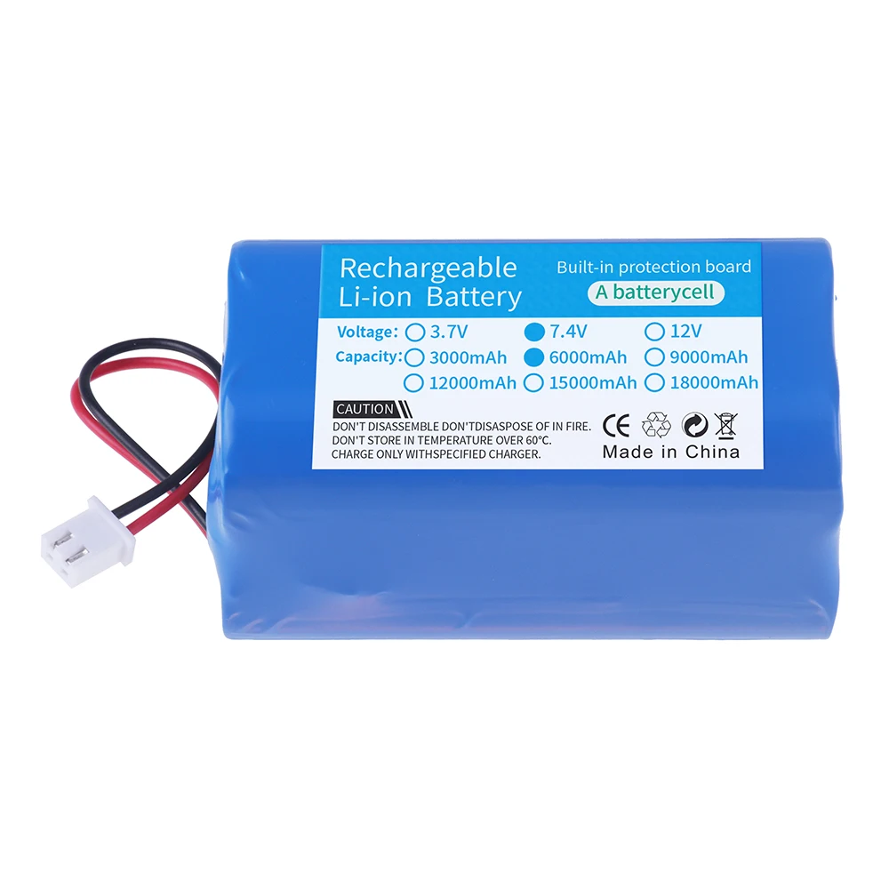 7,4 V 6000 mAh 18650 bateria litowa 1S2P 6000 mAh akumulator megafon płyta ochronna głośnika + wtyczka XH-2P