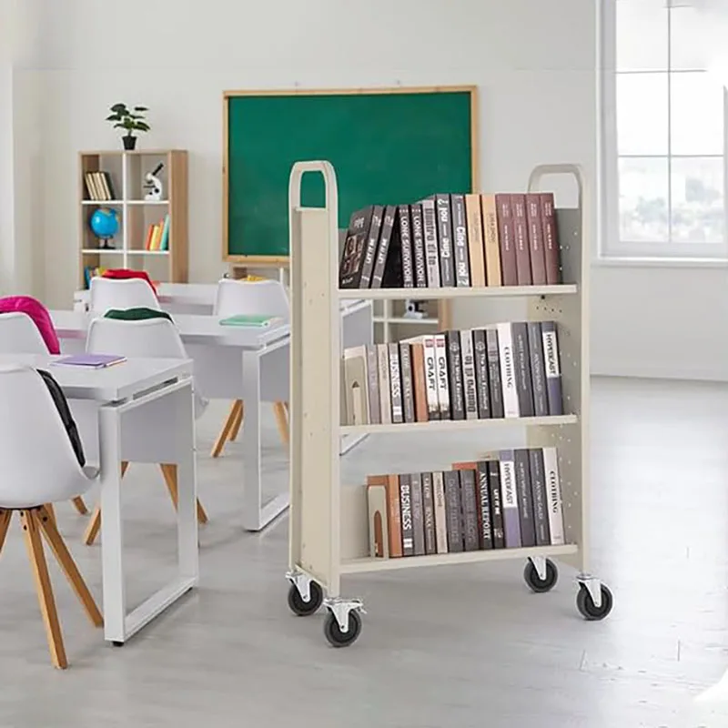 

330 Lbs Library Rolling Book Cart,31.1" X 15.2" X49.2",Single Sided V-Shaped Shelves With Lockable Wheels For Home Office School