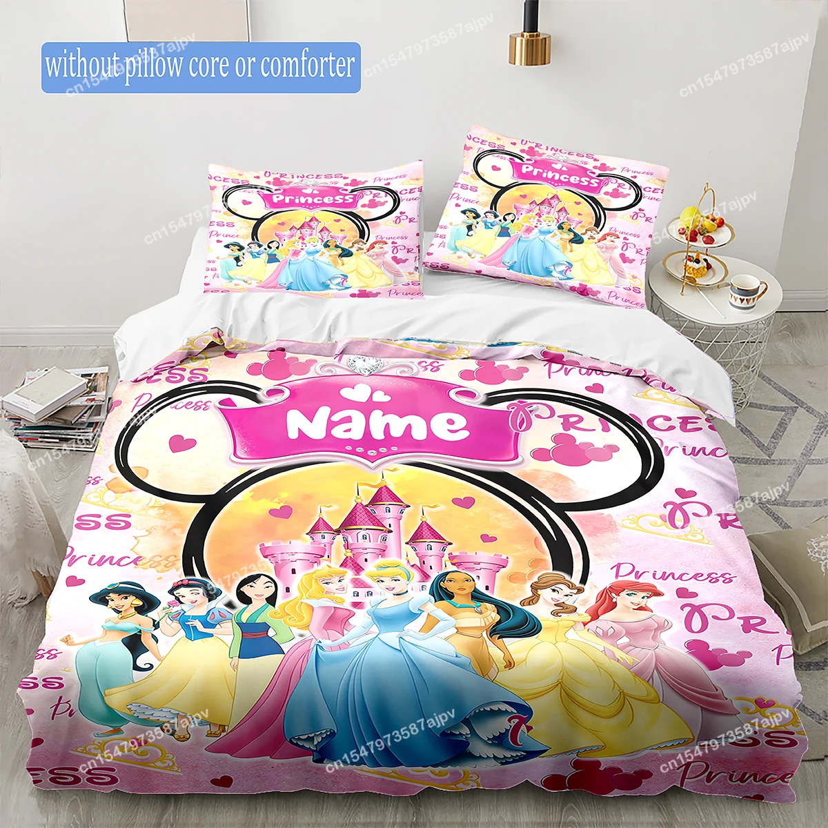 Personalized Duvet Custom Cute Princess Bedding Set King Twin Double 3 Piece Polyester Duvet Cover Set Christmas Gift-QIANG