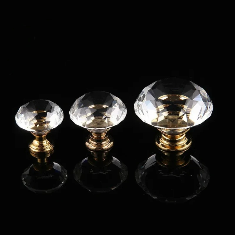 JD Single Hole Diamond Crystal Glass Zinc Alloy Door Drawer Cabinet Wardrobe Pull Handle Knobs Furniture Handle