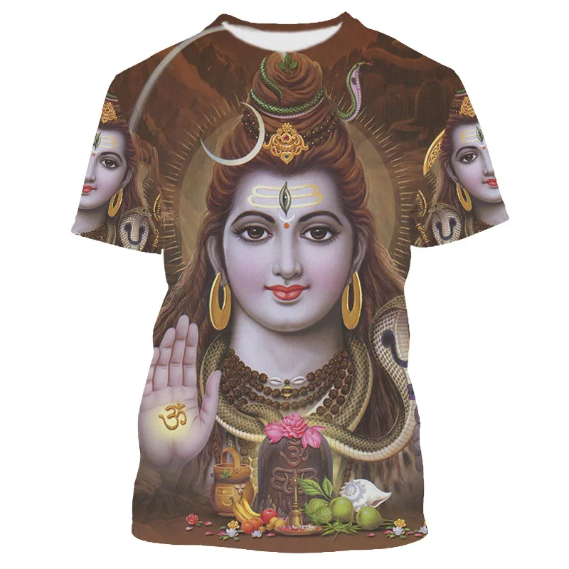 3D Hindu God Shiva Printed Ganesha Graphic T Shirt  Hanuman Casual Men T-shirts Vintage Tops 90s Aesthetic YK2 T-shirty