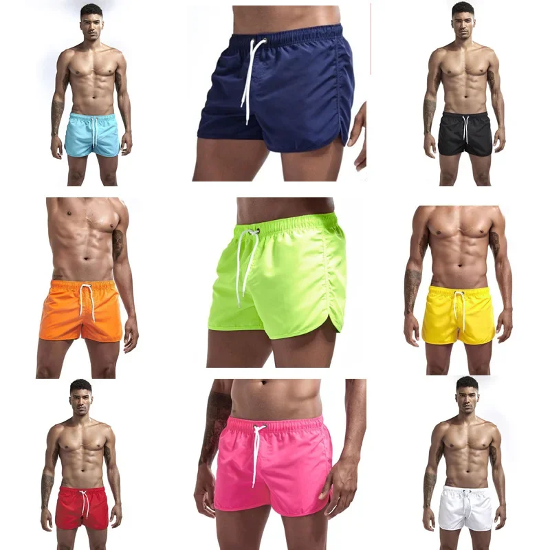 Breathable Quick Dry Men's Casual Beach Shorts Summer Swimming Trunks Adjustable Strap Boxer Briefs