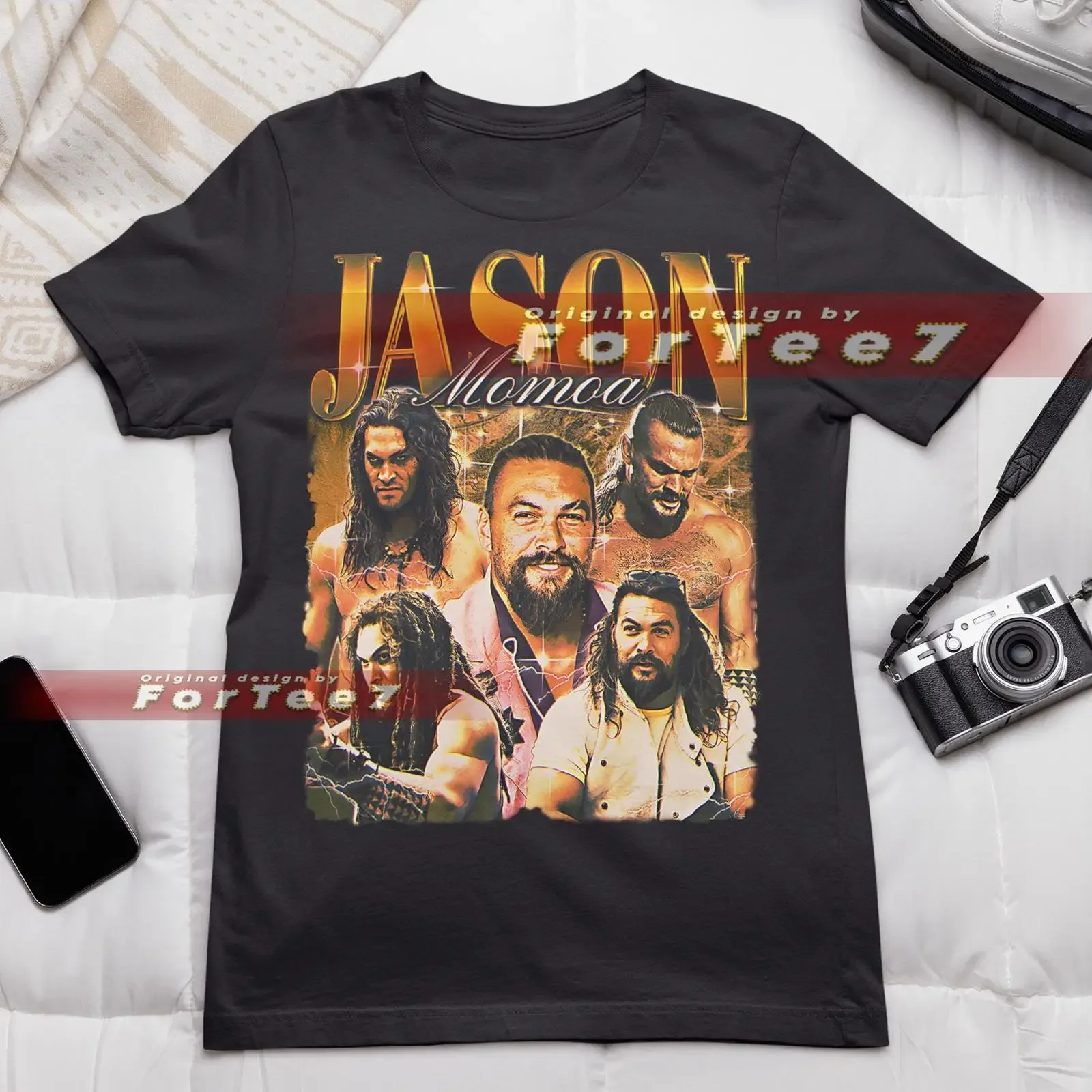 Jason Momoa Bootleg T Shirt Vintage Fan Retro 90s Saf vintage Washed Casual designer clothes Versatile Top For Everyday Wear
