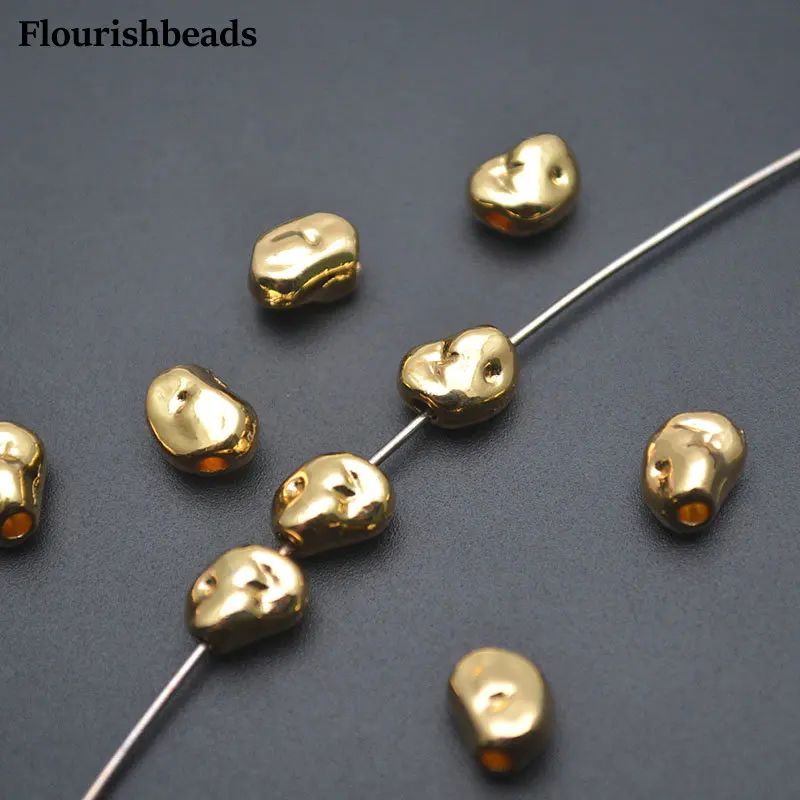 

50pcs Gold Color Irregular Shape Potato Oval Nugget Metal Spacer Beads For Bracelet Necklace making