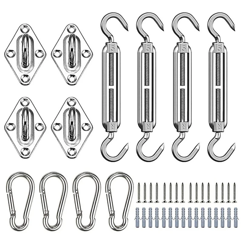 Shade Sail Fixing Kit Sunshade Net Silver For Triple-Cornered Steel Shade Sail Fixing Hardware Door Buckle Set