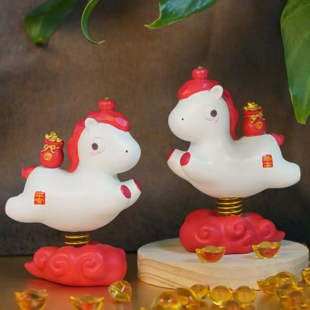Adornos de poni del zodiaco de dibujos animados, mascota de caballo de resina con forma de poni, Kawaii 2026, adorno de escritorio de Año Nuevo para oficina