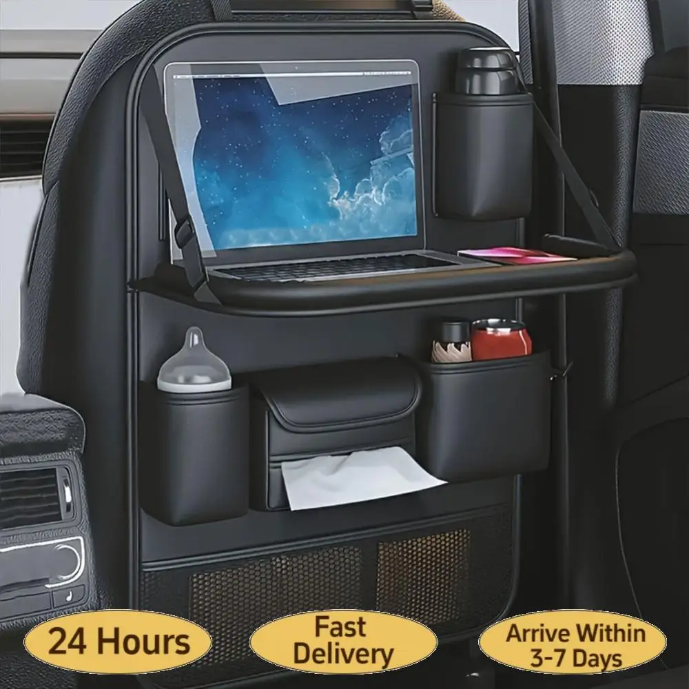 

Car Backseat Organizer with Foldable Tray Car Seat Back Storage Bag PU Leather Waterproof for Back Seat Headrest