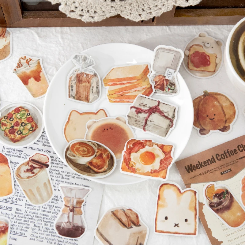 

50pcs/pack Sweet Collection Series Kawaii Toast Dessert Scrapbooking Stickers DIY Handmade Decoration Stationery Stickers