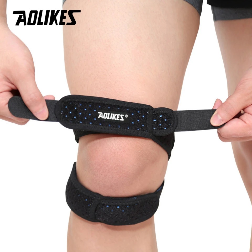 AOLIKES 1 szt. Pod ciśnieniem opaska na kolano bandaż podtrzymujący elastyczne szelki otwór na kolano nakolannik bezpieczeństwo koszykówka tenis jazda na rowerze