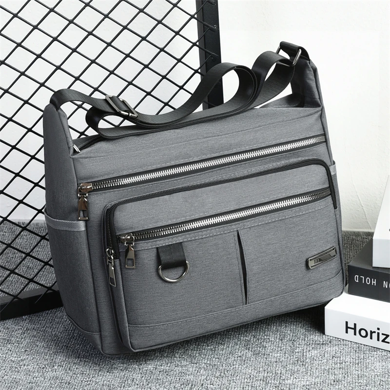 Lässige Umhängetasche für Herren, mehrschichtige Taschen, verstellbare Schultergurte, Business-Umhängetasche, Alltagstasche für den Arbeitsweg, Freizeittasche – Detail 3