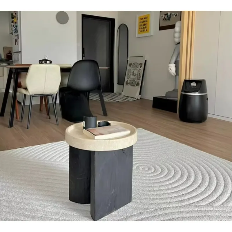 

Современный приставной столик JC из массива дерева с роскошной круглой столешницей из натурального травертина для гостиной или дома.