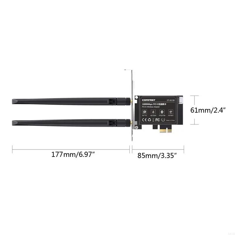 N84B AX180 Desktop PCI-E WiFi6 Wireless Card 1800M Dual Band WiFi6 Gigabit Ethernet Lan Adapter WIFI Antennes