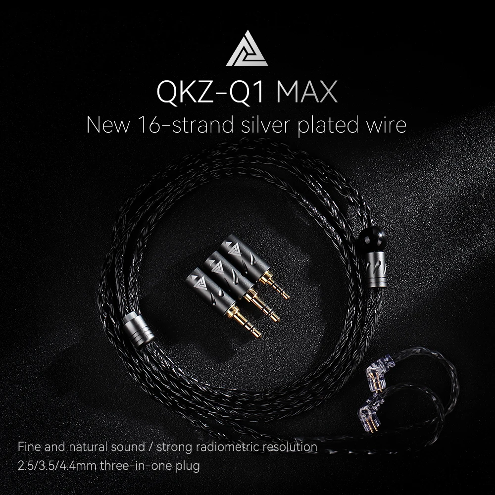 QKZ Q1 MAX Earphones Upgrade Audio Cable 16 Stand 352 Cores 3in1 Silver Plated MMCX QDC KZ C for QKZ HBB ZXT AS16 PRO ZSN PRO X