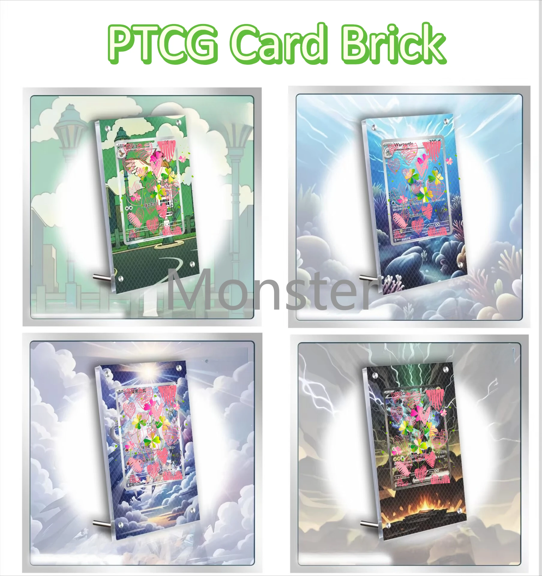

PTCG Pokemon Anime Character DIY Card Brick Card Display Stand Acrylic Pidgeotto Irida Zekrom Mewtwo Reshiram Pidgey No Card Toy