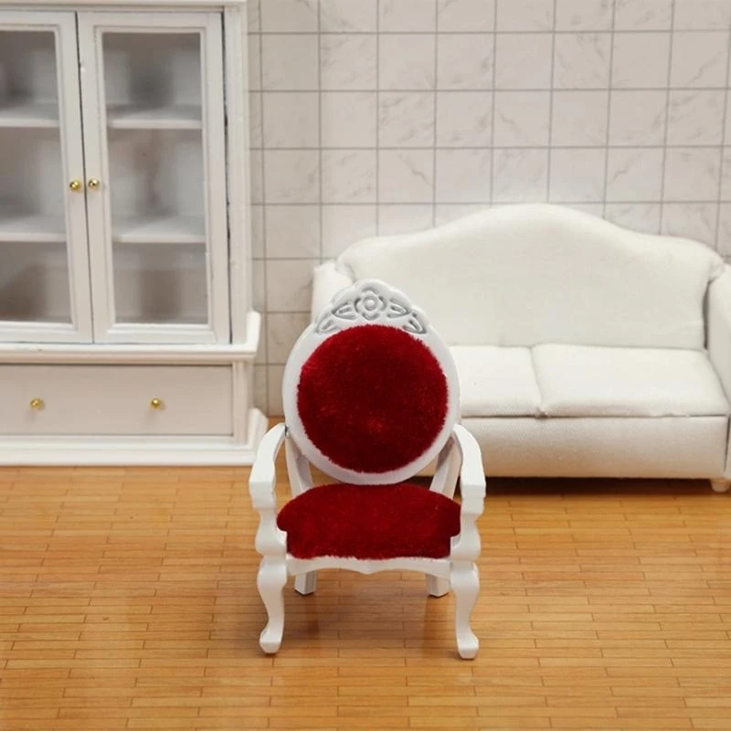 1:12 ミニチュアハウス家具木製シングルソファ椅子アームチェアドールハウスアクセサリー装飾 15UB