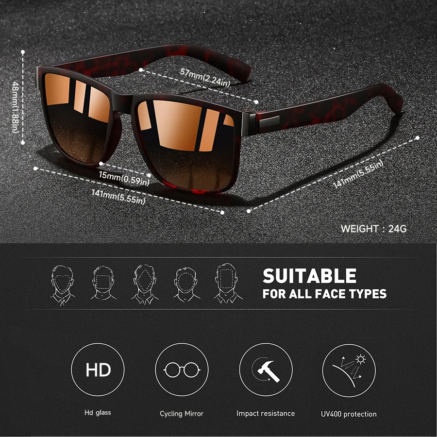 3 Pieces Fashion Vintage Square Sunglasses Men Women Fishing Driving Man Luxury Brand Designer Sun Glasses Anti-Glare Retro Eyew