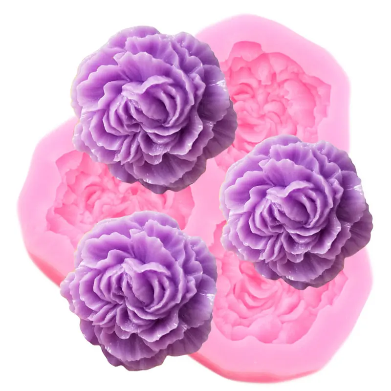 3D Peony Flower Chocolate Silicone Mold DIY Wedding Cupcake Topper Fondant Molds Cake Decorating Tools Candy Clay Resin Moulds