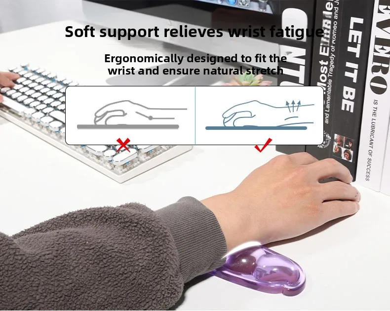 Silikon-Handgelenkauflage in Bohnenform, Transparente Kühlgel-Unterstützung für Büro und Gaming, Ergonomisches Weiches Kissen – Detail 2