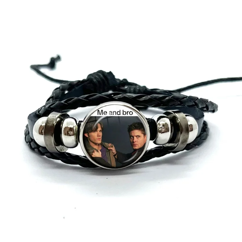 Movie Supernatural Leather Bracelets Dean Winchester Jensen Ackles Cute Meme Multilayer Braided Bracelets Bangles Jewelry Gifts - view 5