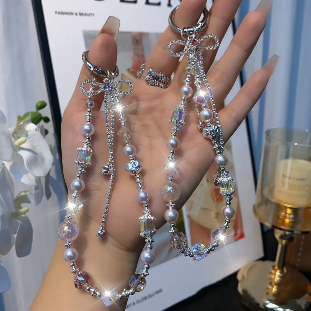 

Tassel Bowknot Phone Chain Anti-lost Beaded Mobile Phone Lanyard Ins Light Luxury Style Girls Phone Pendant Female Lady Girl