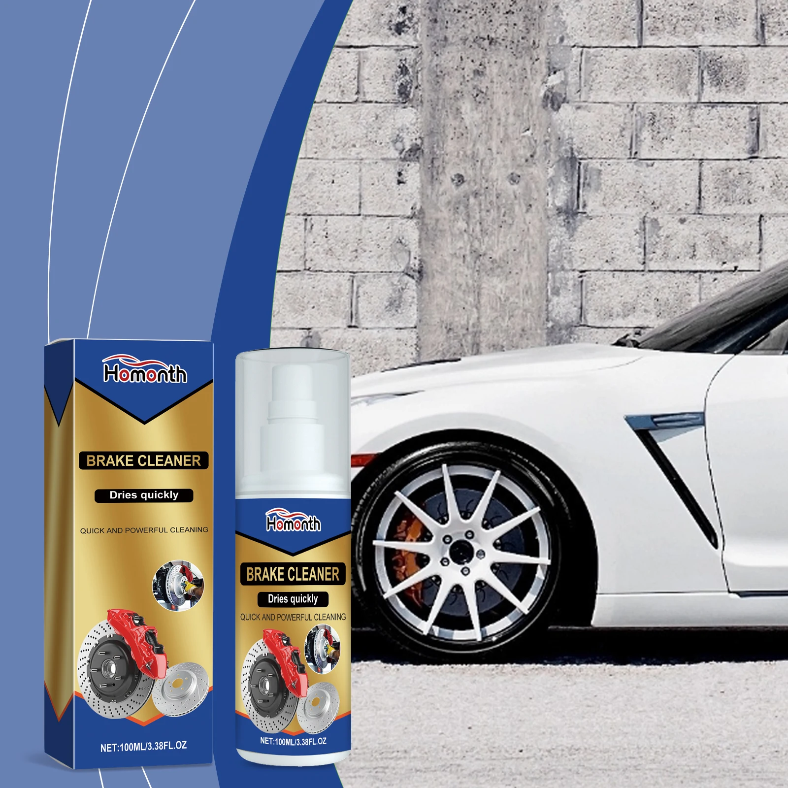 Car Brake Cleaner - Car Effective Oil Stain Removal Car Brake System Cleaner, Heavy Duty Auto Degreaser Spray for Brake Disc Pad Caliper, Fast Evaporating Dust Dirt Grime Remover, Restores Braking Performance, All Vehicle Wheel Care Maintenance Aerosol