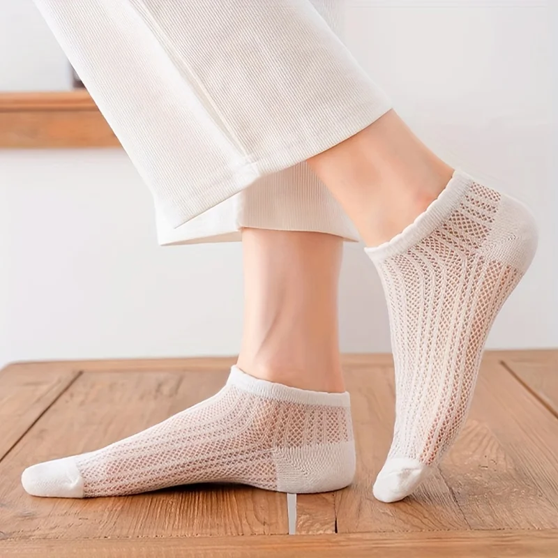 10 pairs of spring summer women\'s socks non-slip cute socks mesh fashion women\'s boat socks pumps