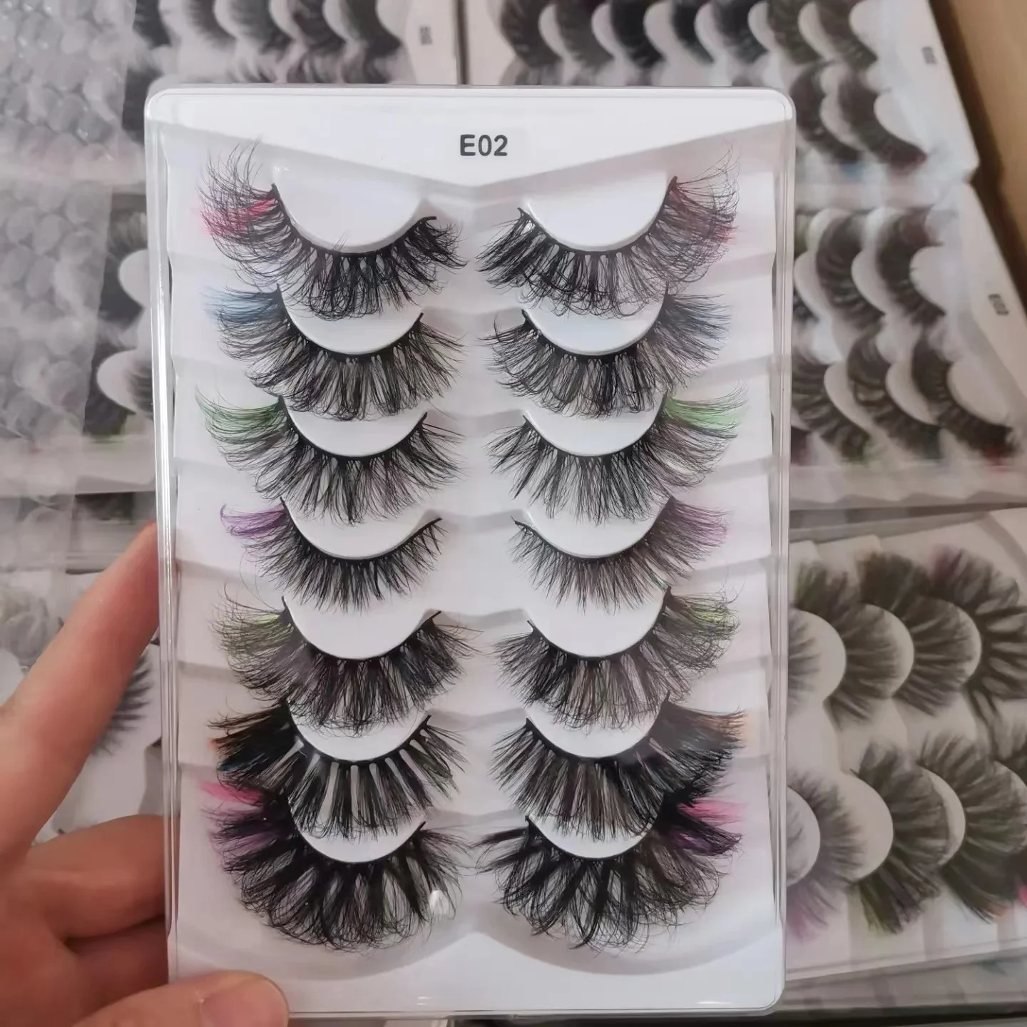 7 Pairs Color Mink False Eyelashes 5D Faux Natural long Fluffy for eyelash extension Drama Soft Colored fake Lashes make up