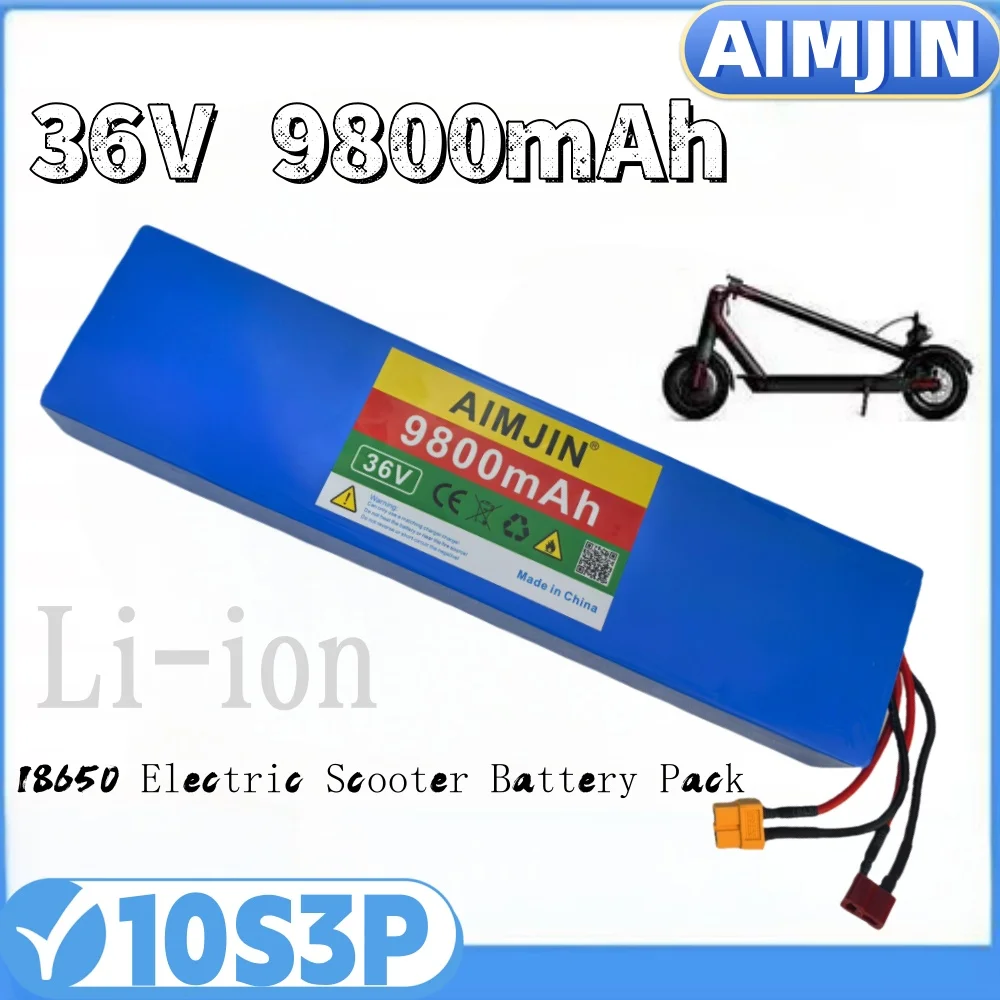 10S3P 36V 9800mAh 18650 Lithium ion Rechargeable with BMS,Suitable for Kugoo And Scooter Electric Batteries
