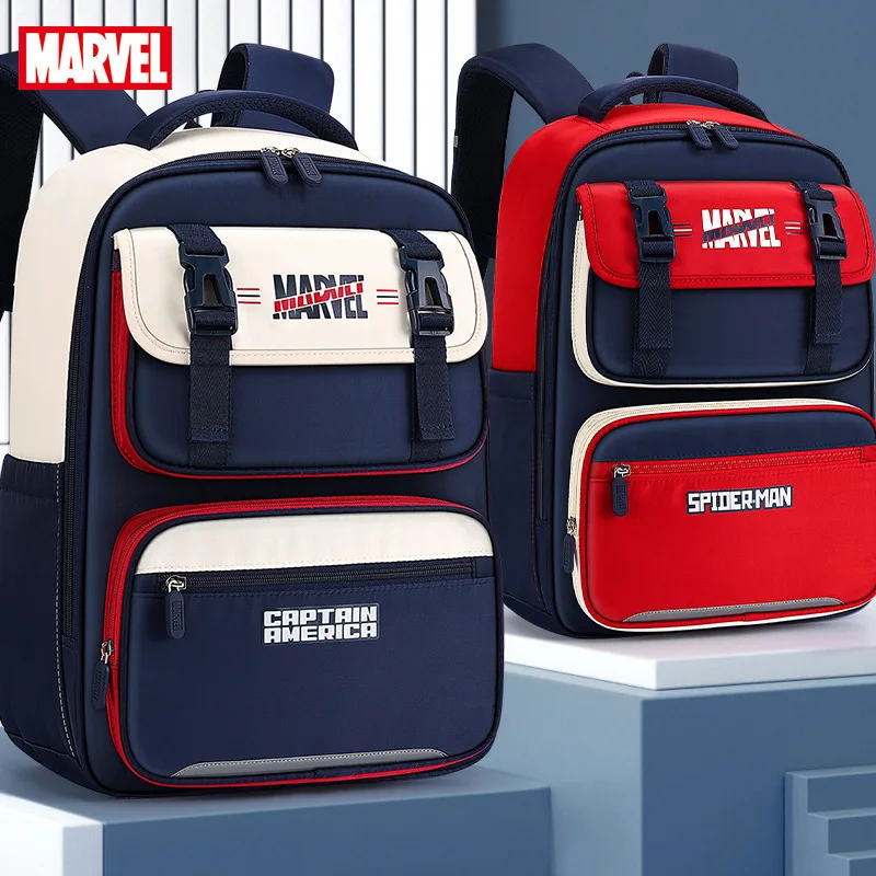 Genuine Disney School Bags For Boys Grade 1-4 Spider Man Captain America Primary Student Shoulder Orthopedic Backpack Mochilas