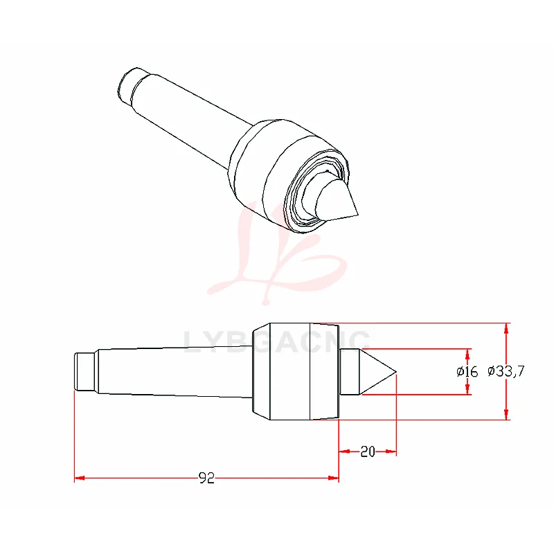 Lathe Live Center for Activity Tailstock Accuracy Steel MT2 Light Duty Live Center Engraving Machine Axis Tailstock Accessories