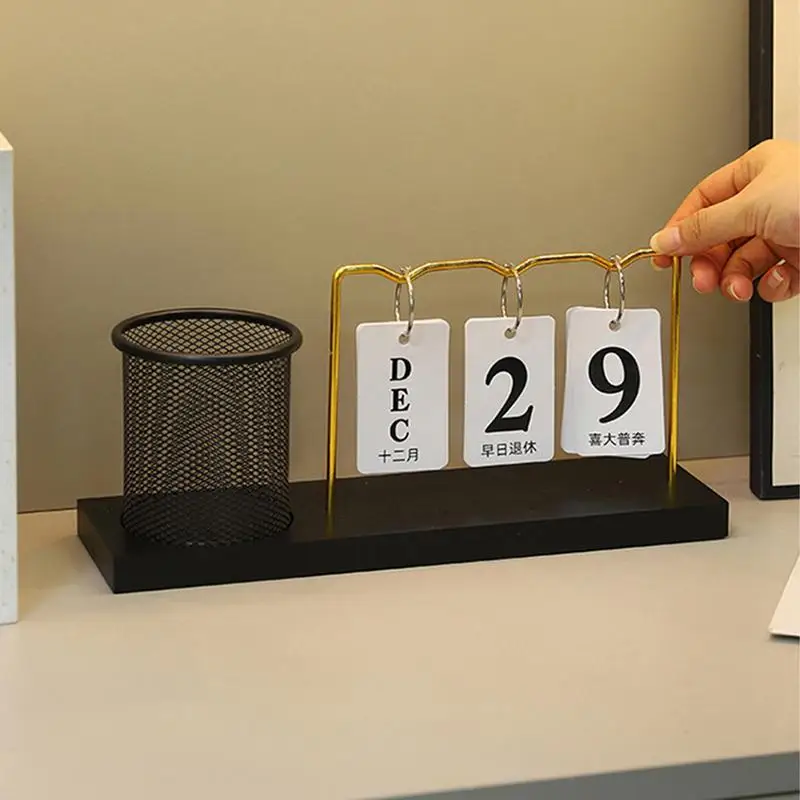 Desk Organizer With Calendar Perpetual Desktop Calendar Block Calendar Multifunctional Desktop Ornaments Simple Reusable