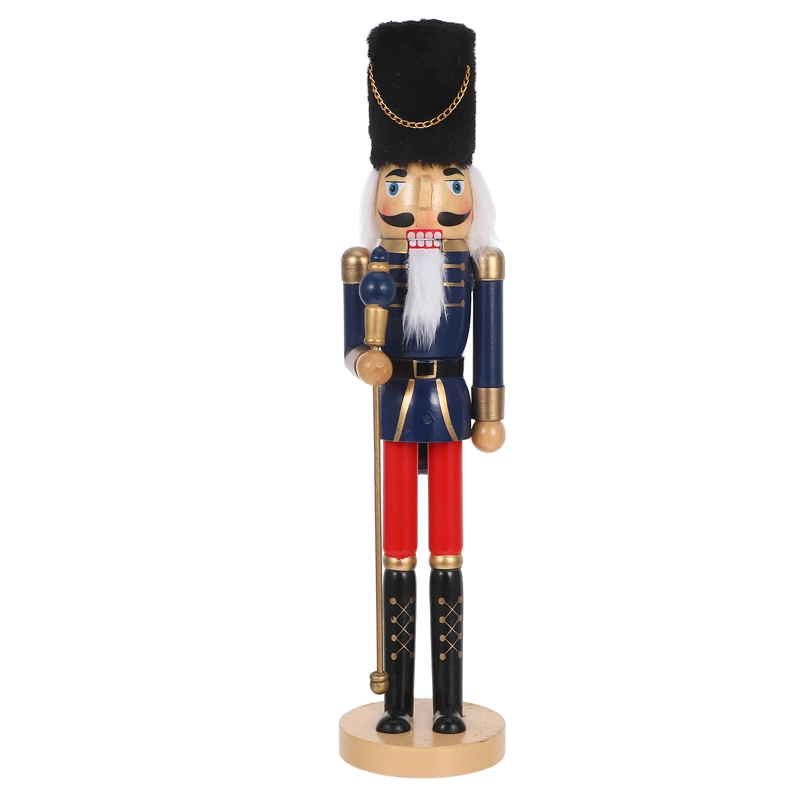 

Elegant Wood Nutcracker Figure Christmas Decor Traditional Soldier Statue Festive Home Office Decoration Wood Nutcracker Figure