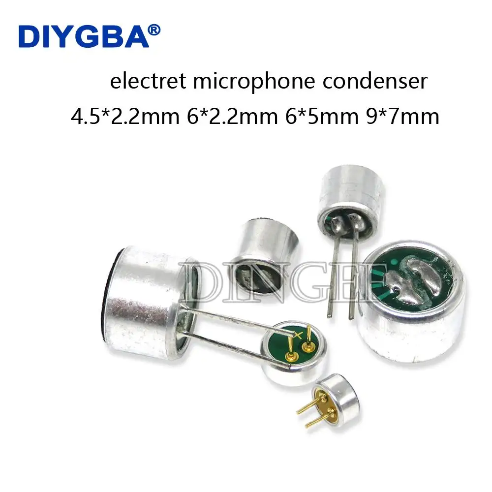 10pcs 4.5*2.2mm 6*2.2mm 6*5mm 9*7mm electret microphone condenser Pickup microphone 52DB 56DB with 2pin