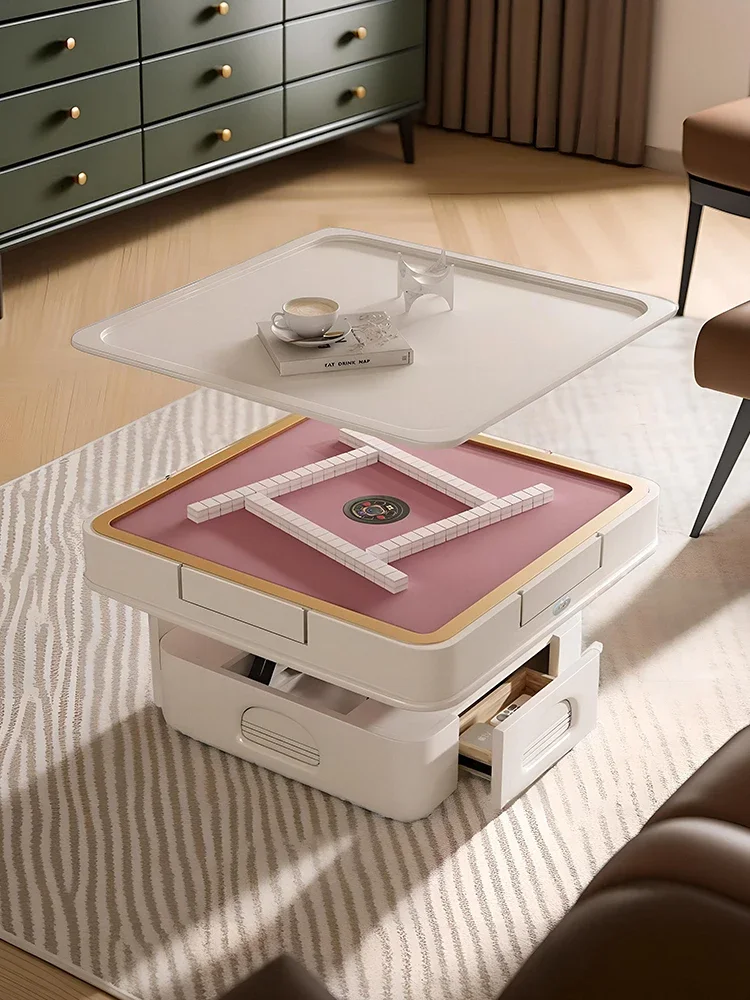 Mahjong machine with fully automatic coffee table and dining table integrated