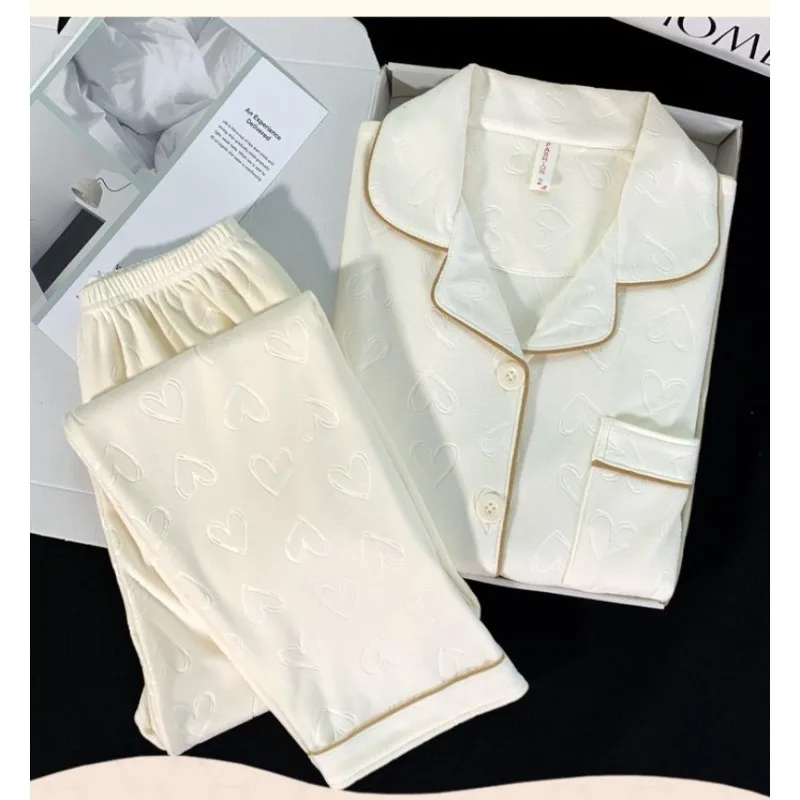 

Зимний теплый женский комплект пижамы из немецкого вельвета с воротником, кардиганом с длинными рукавами и свободными брюками, удобная домашняя одежда