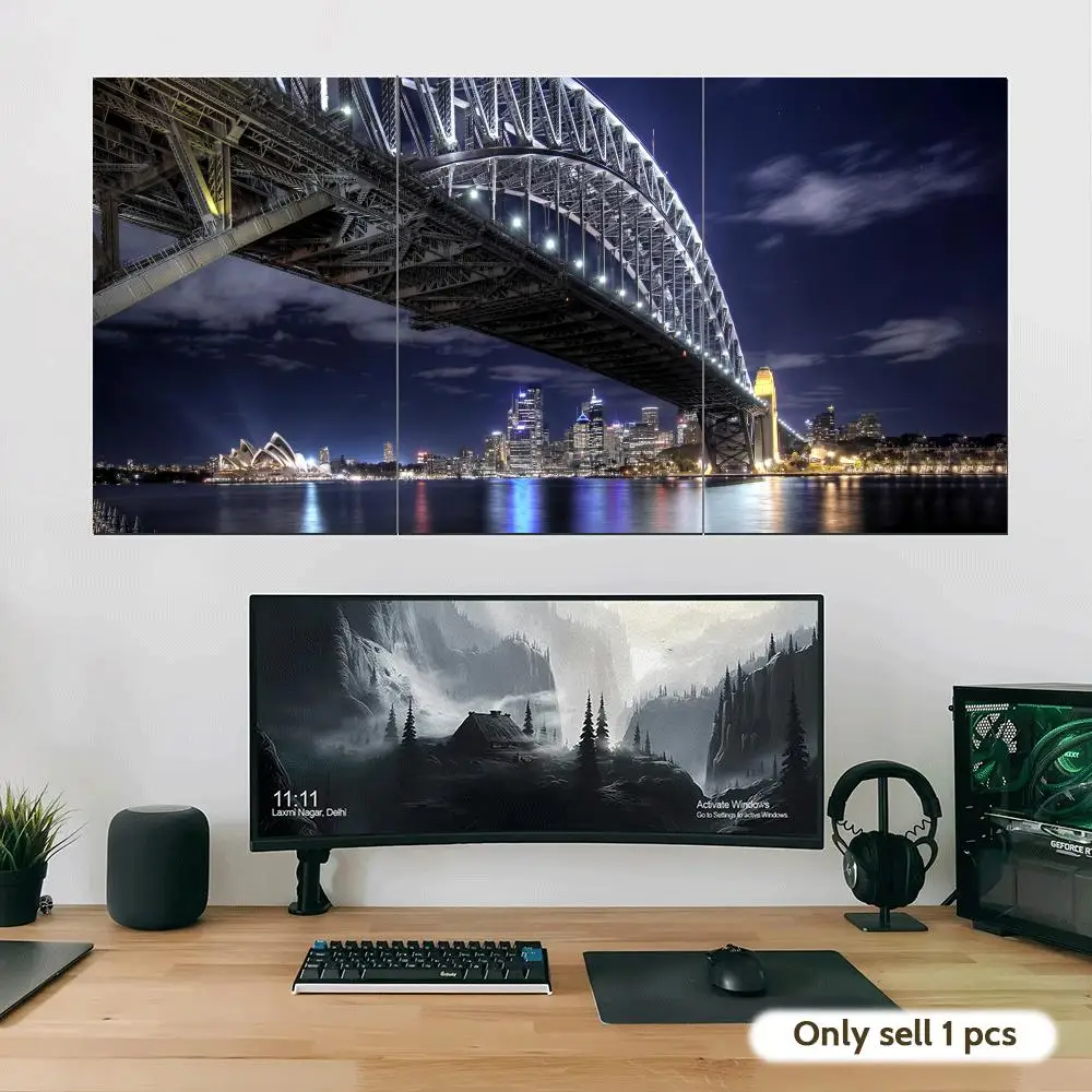 Sydney Harbour Bridge Poster Stickers Self-Adhesive Art For Bedroom Living Room Home Decor Modern Wall Decals Gift