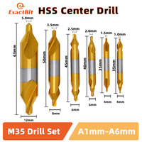 HSS Combined Center Drills Ti-Coated 60 Degree Countersinks Angle Bit Set 6pcs 1.0-5mm Metal Centering Dril Bit Lathe W6542 M35