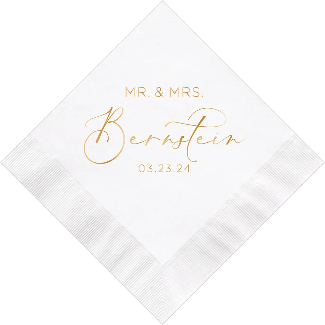 Personalized Mr & Mrs Mr and Mrs Wedding Napkins Custom Monogram Beverage Cocktail Cake Dessert Appetizers Luncheon Dinner Guest