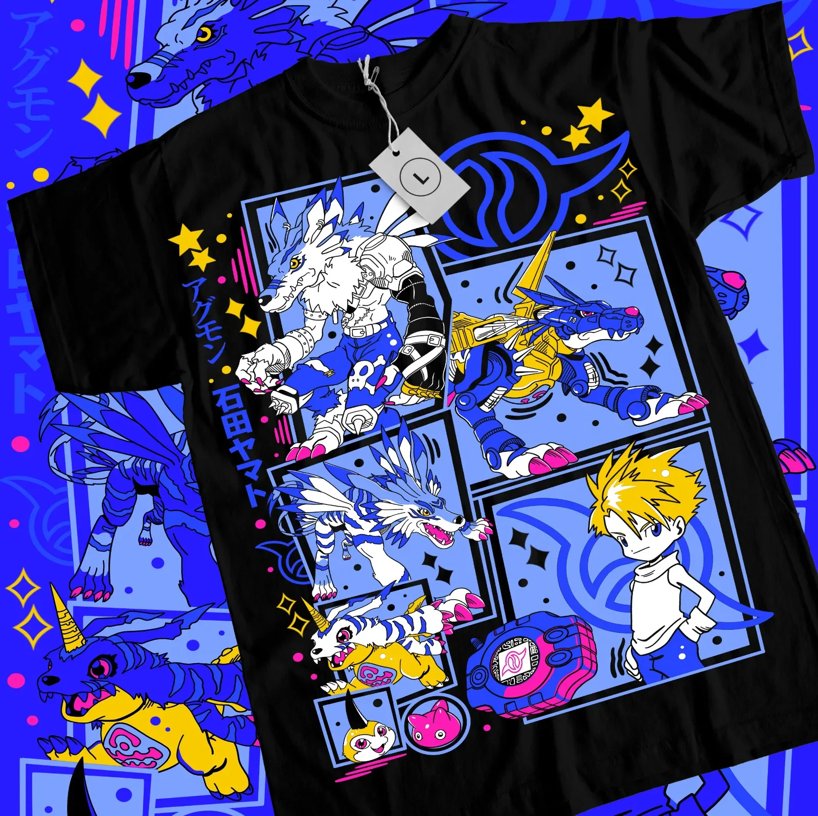 

Tsunomon Punimon Garurumon Girl Anime shirt Gabumon Digimon Adventure T-Shirt